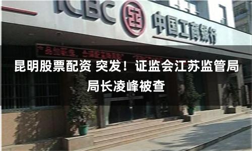 昆明股票配資 突發！證監會江蘇監管局局長凌峰被查