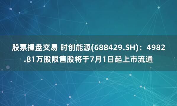 股票操盤交易 時創能源(688429.SH)：4982.81萬股限售股將于7月1日起上市流通